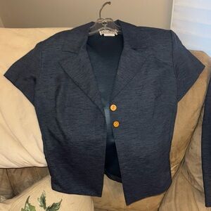 ECRU navy short sleeve jacket and matching skirt!